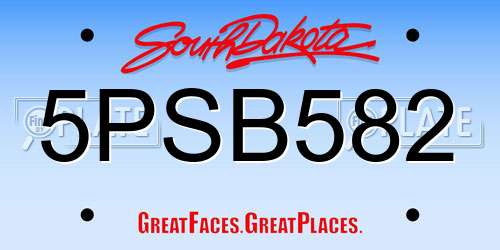 5PSB582 South Dakota License Plate