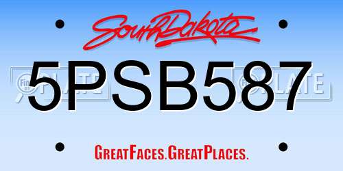 5PSB587 South Dakota License Plate