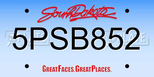 5PSB852 South Dakota License Plate