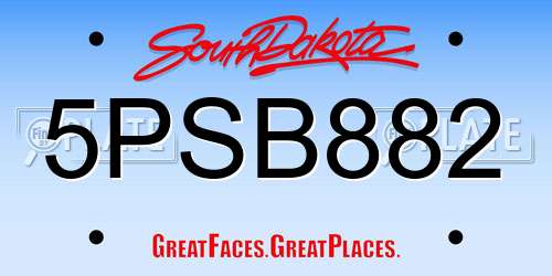 5PSB882 South Dakota License Plate
