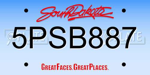 5PSB887 South Dakota License Plate