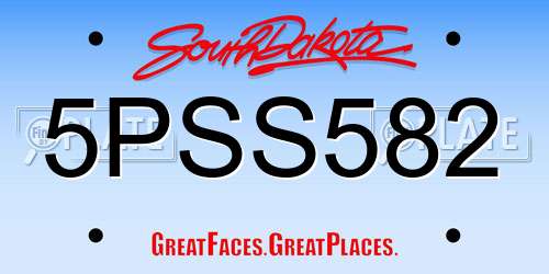 5PSS582 South Dakota License Plate
