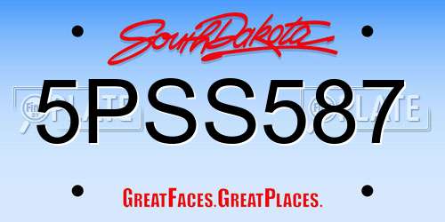 5PSS587 South Dakota License Plate