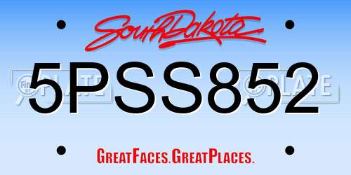 5PSS852 South Dakota License Plate