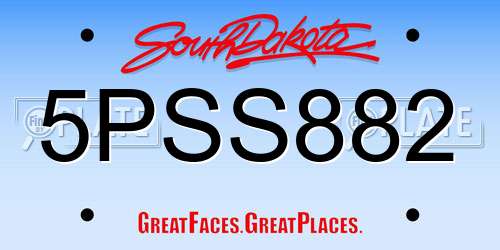 5PSS882 South Dakota License Plate