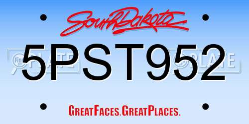 5PST952 South Dakota License Plate
