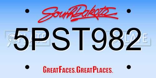 5PST982 South Dakota License Plate