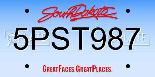 5PST987 South Dakota License Plate