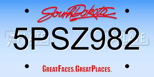 5PSZ982 South Dakota License Plate