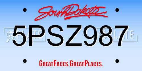 5PSZ987 South Dakota License Plate