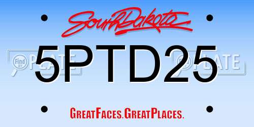 5PTD25 South Dakota License Plate