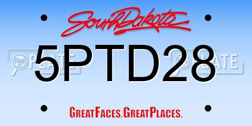 5PTD28 South Dakota License Plate