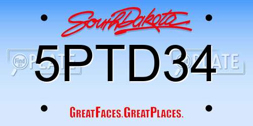 5PTD34 South Dakota License Plate