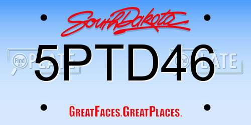 5PTD46 South Dakota License Plate