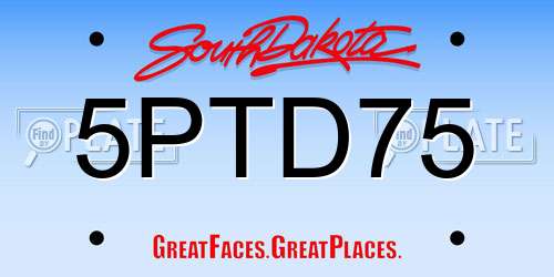 5PTD75 South Dakota License Plate