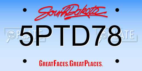 5PTD78 South Dakota License Plate