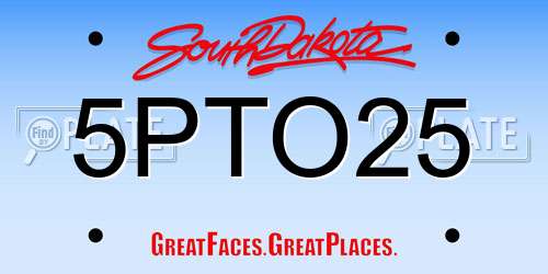 5PTO25 South Dakota License Plate