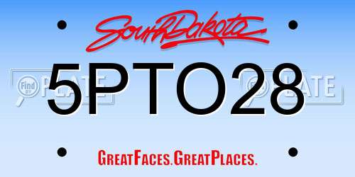 5PTO28 South Dakota License Plate