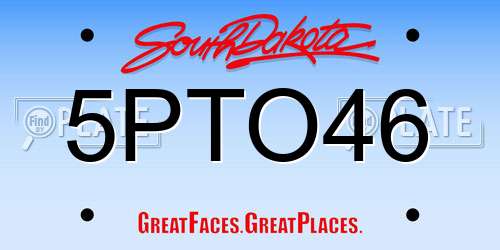 5PTO46 South Dakota License Plate