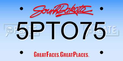 5PTO75 South Dakota License Plate