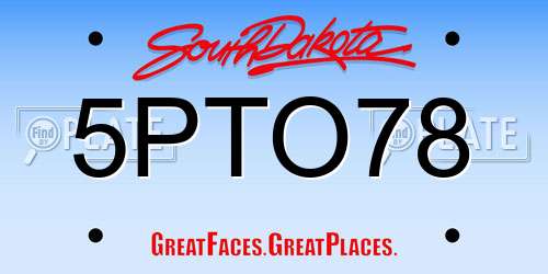 5PTO78 South Dakota License Plate