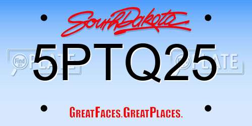 5PTQ25 South Dakota License Plate
