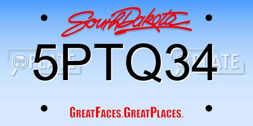 5PTQ34 South Dakota License Plate