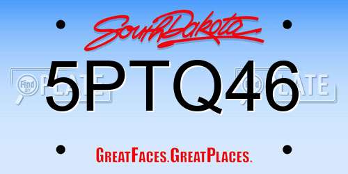 5PTQ46 South Dakota License Plate
