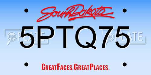 5PTQ75 South Dakota License Plate