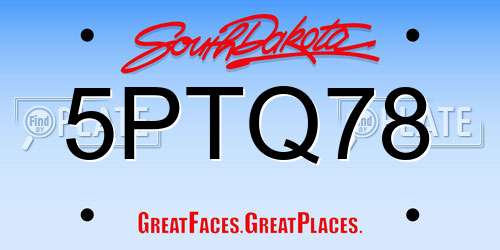 5PTQ78 South Dakota License Plate