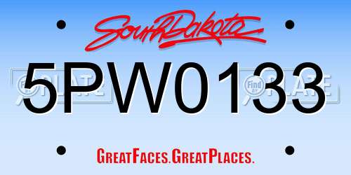 5PW0133 South Dakota License Plate