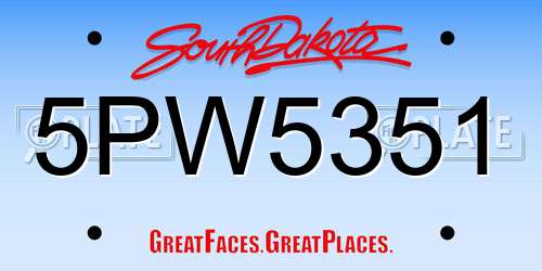 5PW5351 South Dakota License Plate