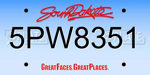 5PW8351 South Dakota License Plate