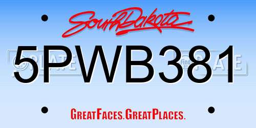5PWB381 South Dakota License Plate