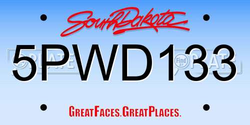 5PWD133 South Dakota License Plate