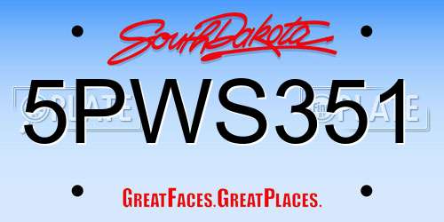 5PWS351 South Dakota License Plate