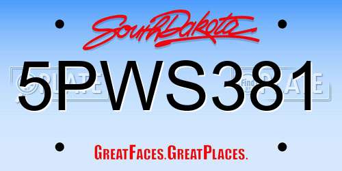 5PWS381 South Dakota License Plate