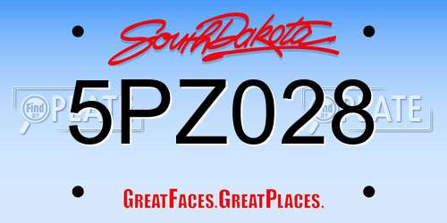 5PZ028 South Dakota License Plate