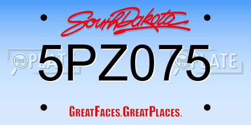 5PZ075 South Dakota License Plate