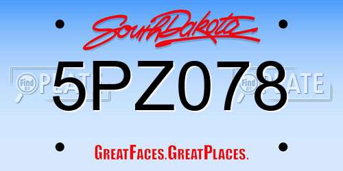 5PZ078 South Dakota License Plate