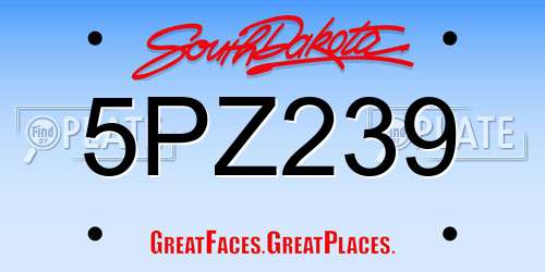 5PZ239 South Dakota License Plate