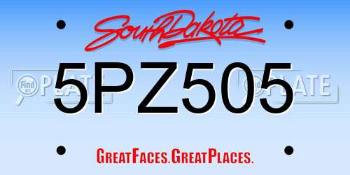 5PZ505 South Dakota License Plate