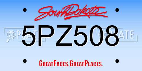 5PZ508 South Dakota License Plate