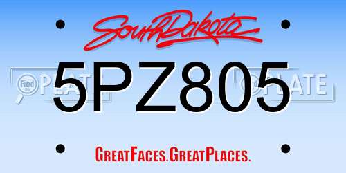 5PZ805 South Dakota License Plate