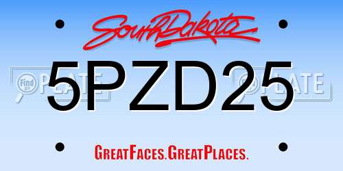 5PZD25 South Dakota License Plate