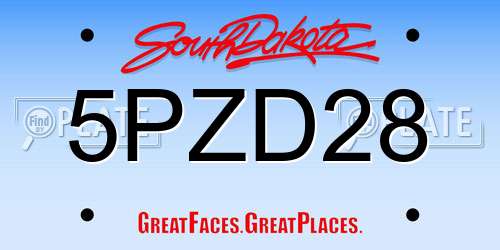 5PZD28 South Dakota License Plate