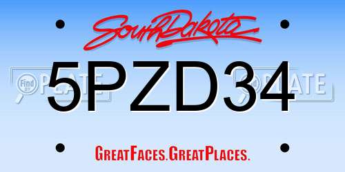 5PZD34 South Dakota License Plate