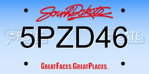 5PZD46 South Dakota License Plate