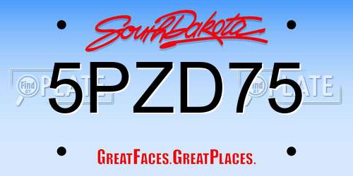 5PZD75 South Dakota License Plate