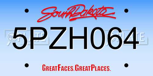 5PZH064 South Dakota License Plate